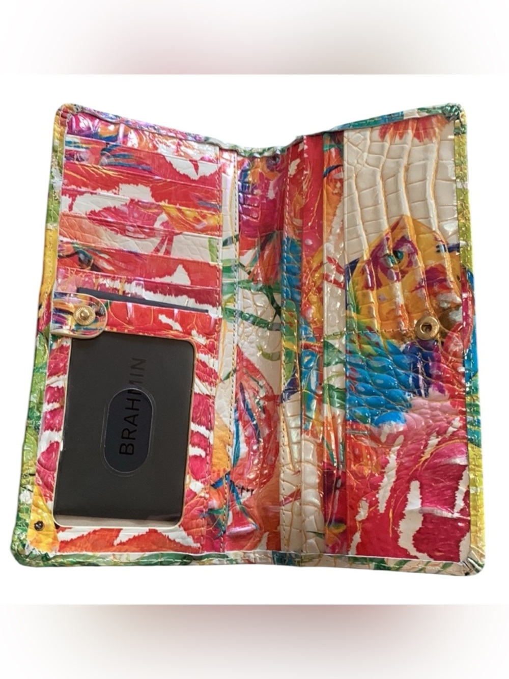 Brahmin Ady Leather Multi-Color Embossed Sealife Snap Wallet - Picture 5 of 9